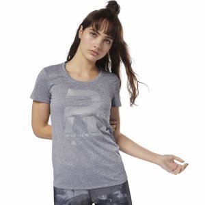 Reebok Running Reflective Graphic T Shirt Damen - Grau - DE 436-YBO